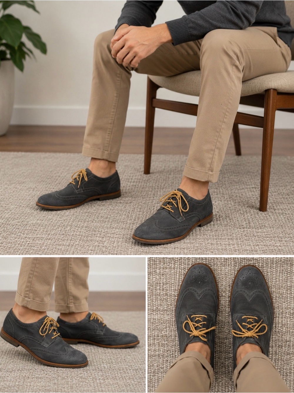 Rockport Lifestyle adiPRENE Men’s Wingtip Oxford Suede Leather Dress Shoes Sz 12